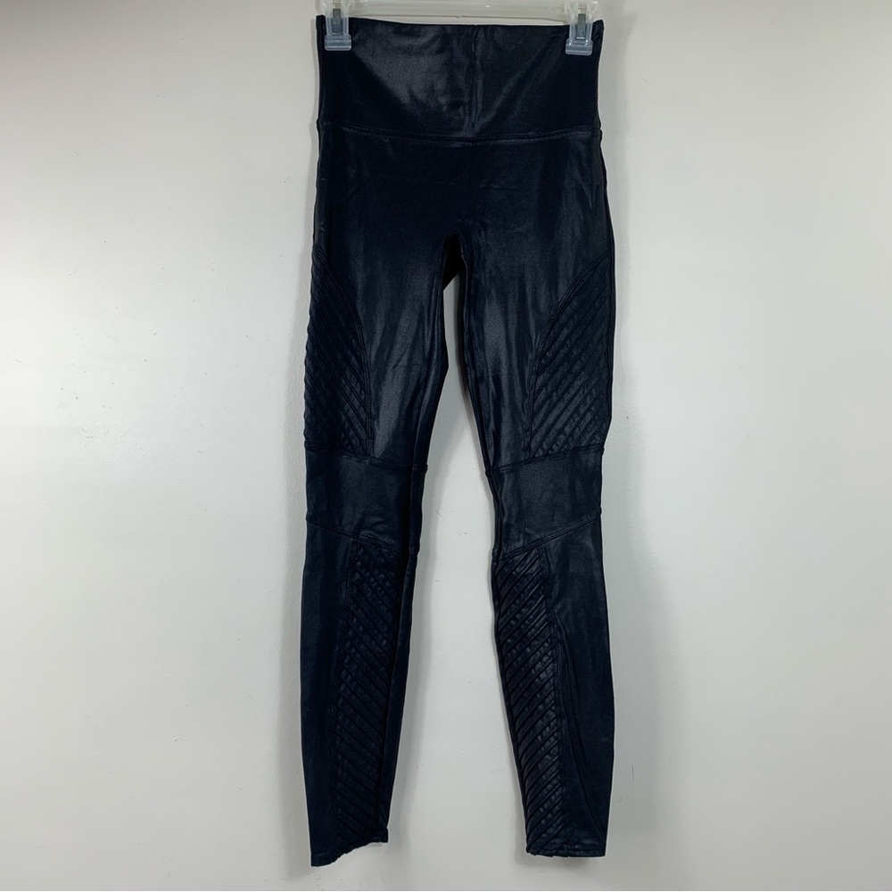 SPANX Black Quilted-Detail High-Waist Leggings